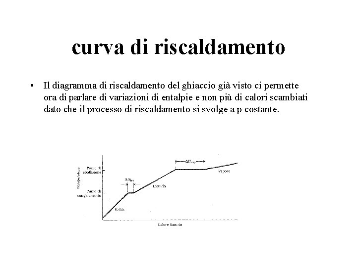 curva di riscaldamento • Il diagramma di riscaldamento del ghiaccio già visto ci permette curva di riscaldamento • Il diagramma di riscaldamento del ghiaccio già visto ci permette