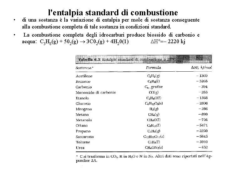• • l'entalpia standard di combustione di una sostanza è la variazione di • • l'entalpia standard di combustione di una sostanza è la variazione di