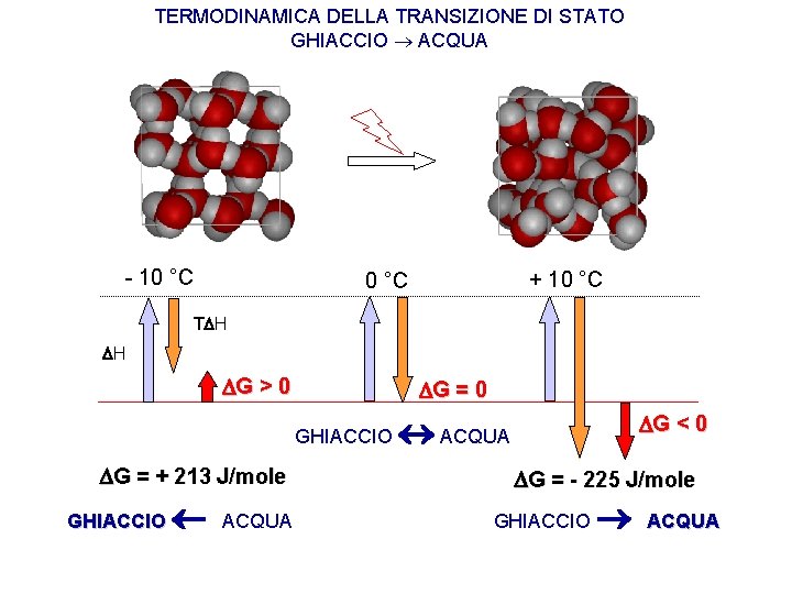 TERMODINAMICA DELLA TRANSIZIONE DI STATO GHIACCIO ACQUA - 10 °C + 10 °C T TERMODINAMICA DELLA TRANSIZIONE DI STATO GHIACCIO ACQUA - 10 °C + 10 °C T
