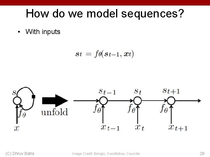 How do we model sequences? • With inputs (C) Dhruv Batra Image Credit: Bengio,