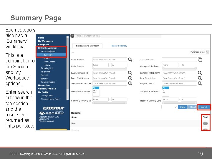 Summary Page Each category also has a ‘Summary’ workflow. This is a combination of