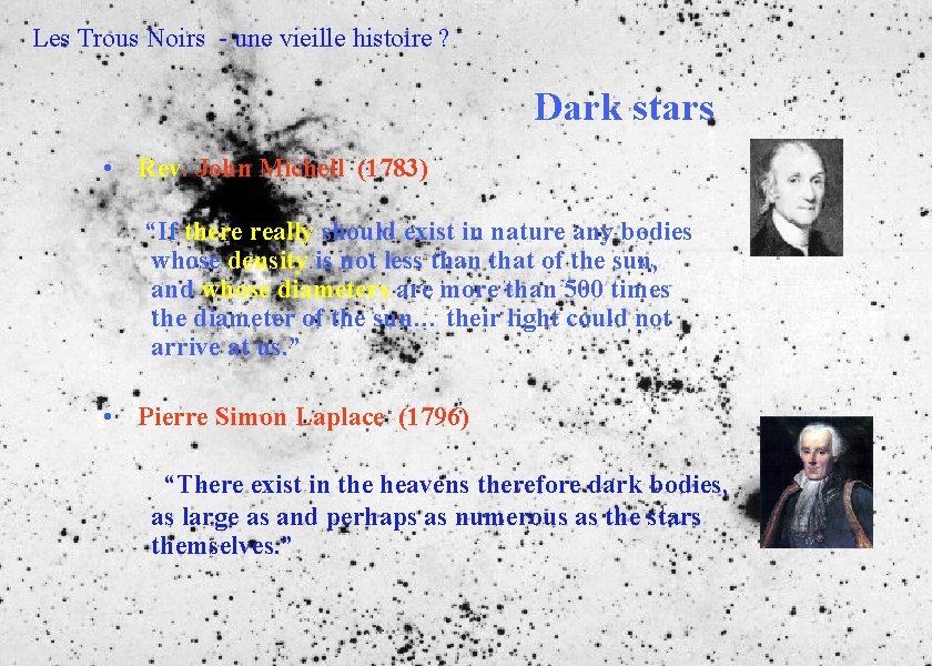 Les Trous Noirs - une vieille histoire ? Dark stars � • Rev. John