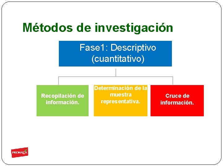 Métodos de investigación Fase 1: Descriptivo (cuantitativo) Recopilación de información. Determinación de la muestra