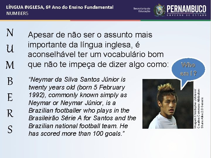 LÍNGUA INGLESA, 6º Ano do Ensino Fundamental NUMBERS Apesar de não ser o assunto