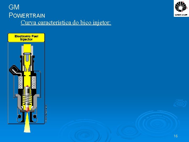 GM POWERTRAIN Curva característica do bico injetor: 16 