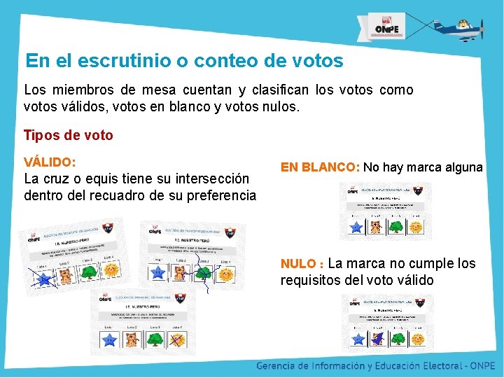 Título de la Presentación En el escrutinio o conteo de votos Los miembros de