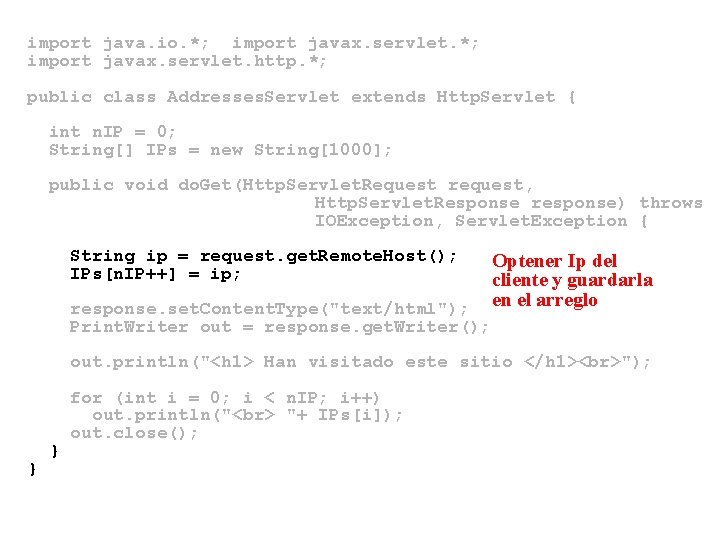 import java. io. *; import javax. servlet. http. *; public class Addresses. Servlet extends import java. io. *; import javax. servlet. http. *; public class Addresses. Servlet extends