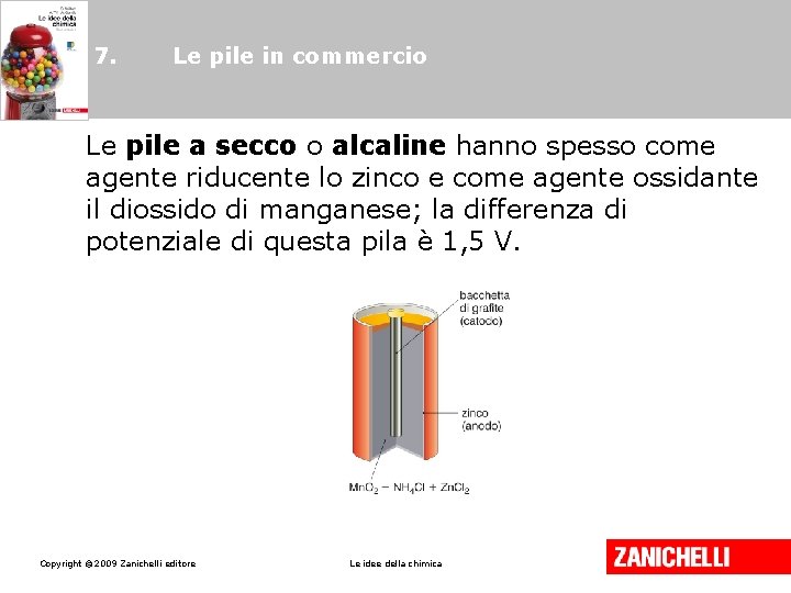 7. Le pile in commercio Le pile a secco o alcaline hanno spesso come