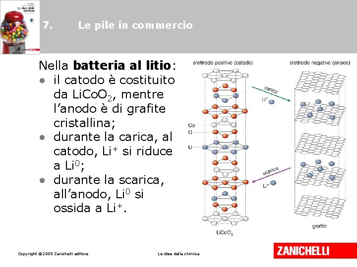 7. Le pile in commercio Nella batteria al litio: • il catodo è costituito