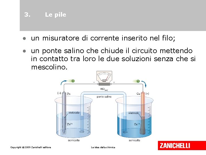 3. Le pile • un misuratore di corrente inserito nel filo; • un ponte