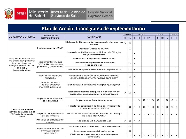 Plan de Acción: Cronograma de implementación 