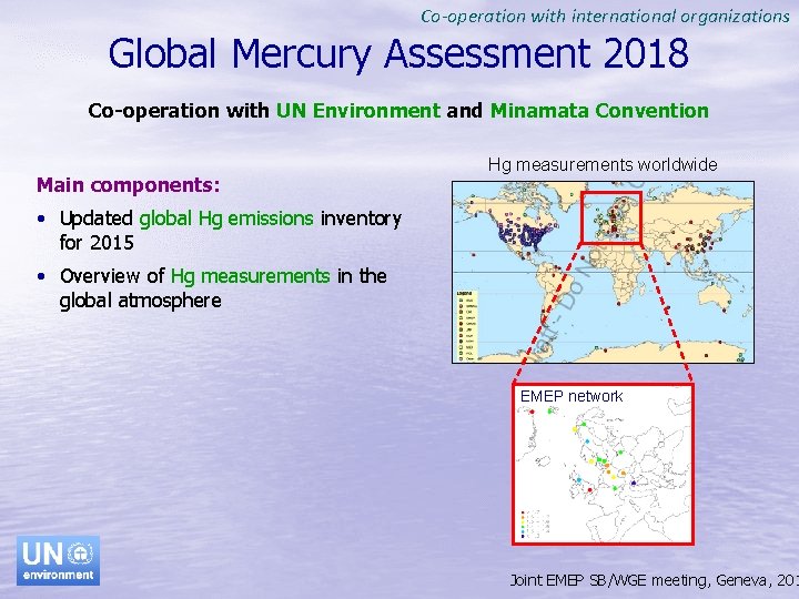 Co-operation with international organizations Global Mercury Assessment 2018 Co-operation with UN Environment and Minamata Co-operation with international organizations Global Mercury Assessment 2018 Co-operation with UN Environment and Minamata