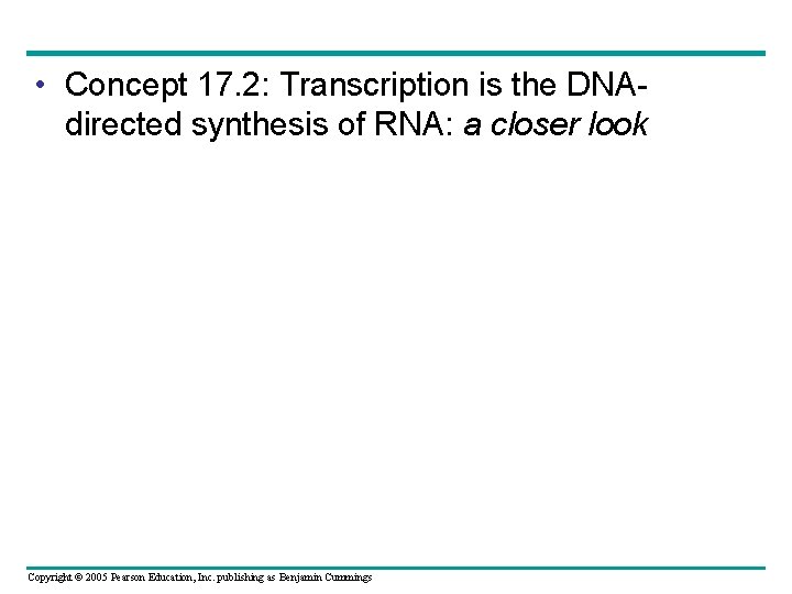  • Concept 17. 2: Transcription is the DNAdirected synthesis of RNA: a closer