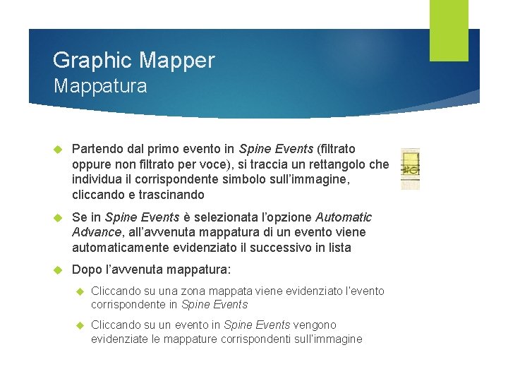Graphic Mapper Mappatura Partendo dal primo evento in Spine Events (filtrato oppure non filtrato