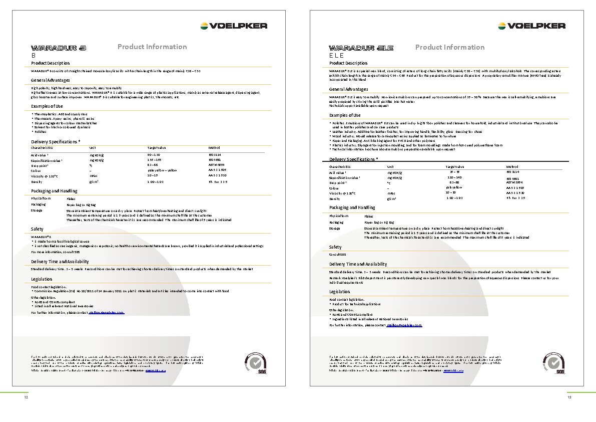 WARADUR B Product Information ® WARADUR ELE Product Information ® Product Description WARADUR® B