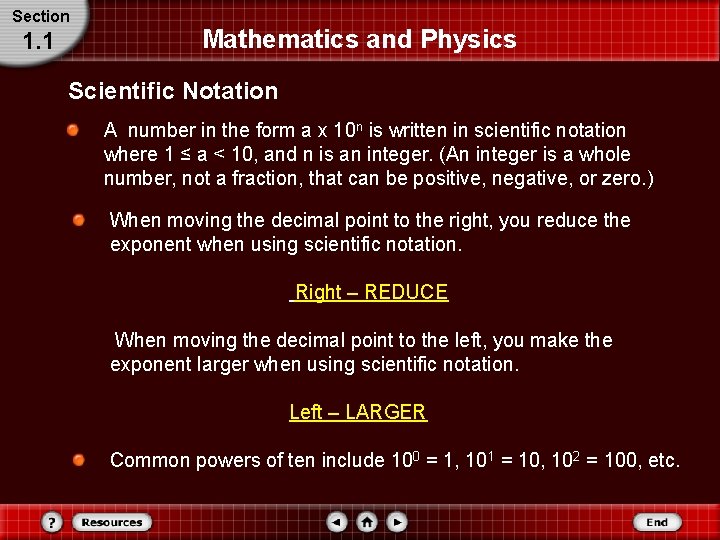 Section 1. 1 Mathematics and Physics Scientific Notation A number in the form a Section 1. 1 Mathematics and Physics Scientific Notation A number in the form a