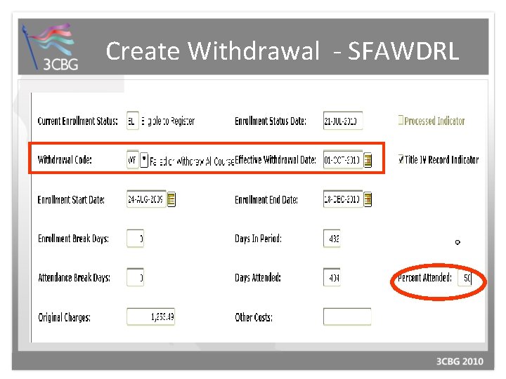 Create Withdrawal - SFAWDRL 