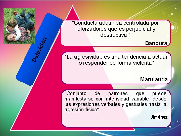 n nic ió De fi “Conducta adquirida controlada por reforzadores que es perjudicial y