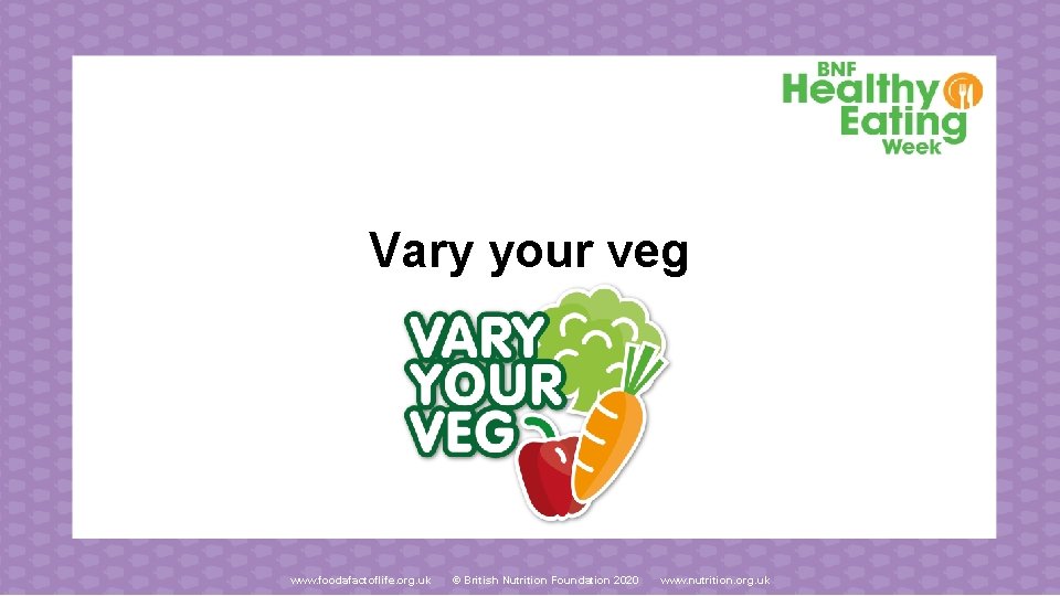 Vary your veg www. foodafactoflife. org. uk © British Nutrition Foundation 2020 www. nutrition.