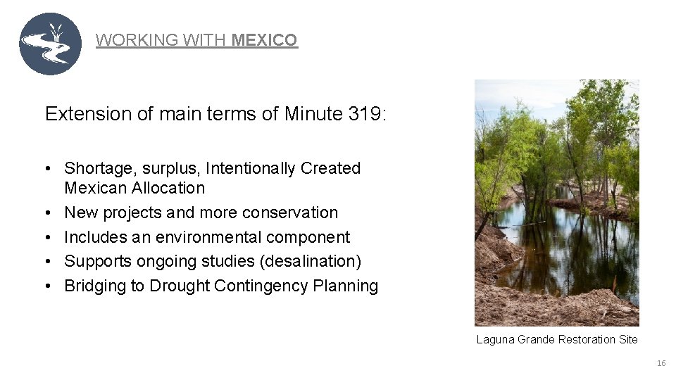 WORKING WITH MEXICO Extension of main terms of Minute 319: • Shortage, surplus, Intentionally