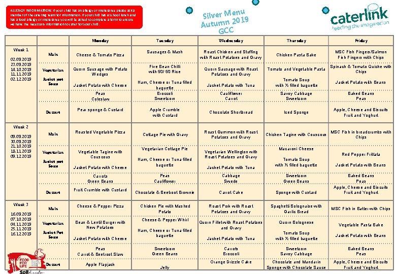 enu Silver M 2019 Autumn GCC ALLERGY INFORMATION: If your child has an allergy