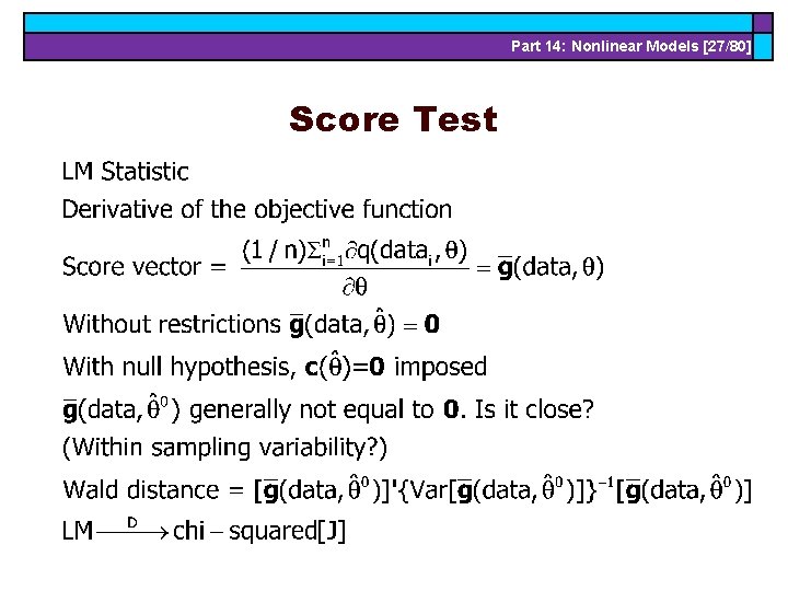 Part 14: Nonlinear Models [27/80] Score Test 