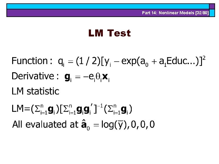 Part 14: Nonlinear Models [32/80] LM Test 