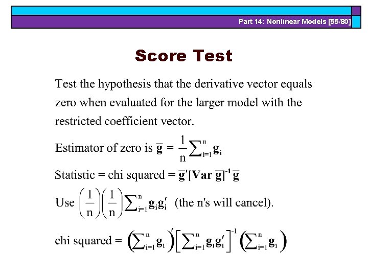 Part 14: Nonlinear Models [55/80] Score Test 