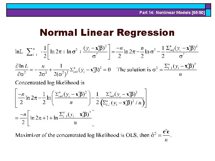 Part 14: Nonlinear Models [65/80] Normal Linear Regression 