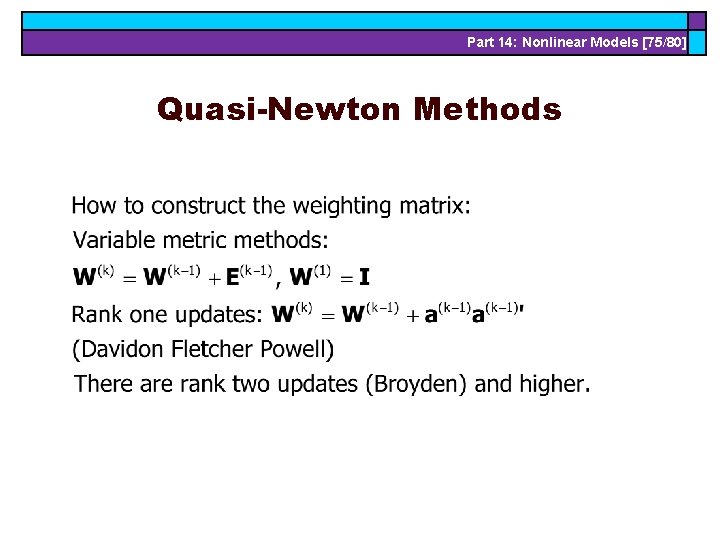 Part 14: Nonlinear Models [75/80] Quasi-Newton Methods 