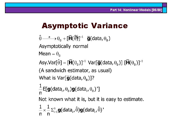 Part 14: Nonlinear Models [86/80] Asymptotic Variance 