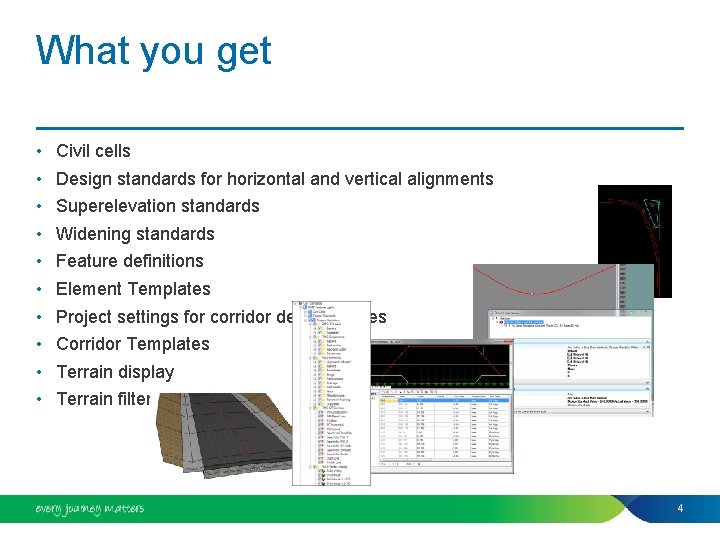 What you get • • • Civil cells Design standards for horizontal and vertical