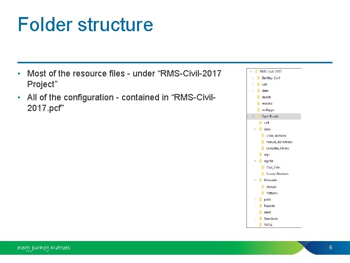 Folder structure • Most of the resource files - under “RMS-Civil-2017 Project” • All