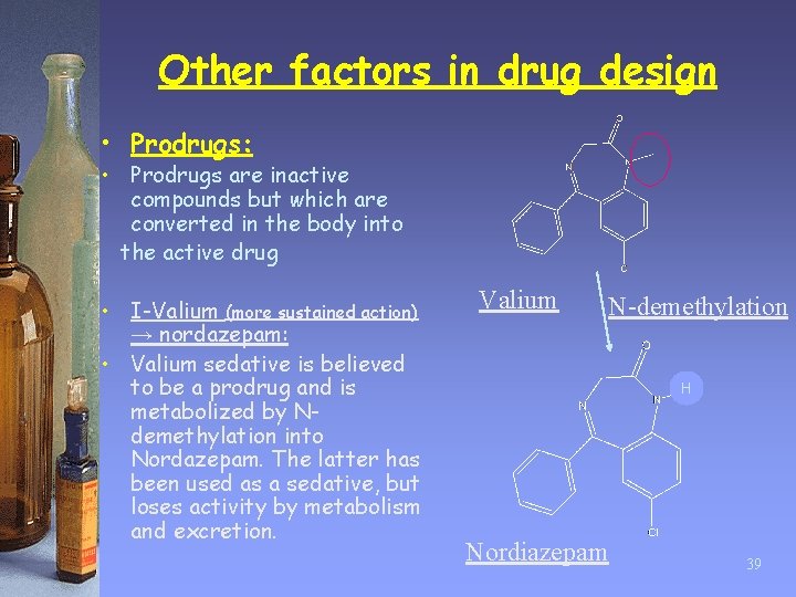 Other factors in drug design • Prodrugs: • Prodrugs are inactive compounds but which