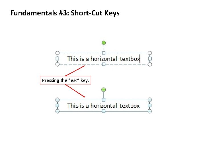 Fundamentals #3: Short-Cut Keys Pressing the “esc” key. 