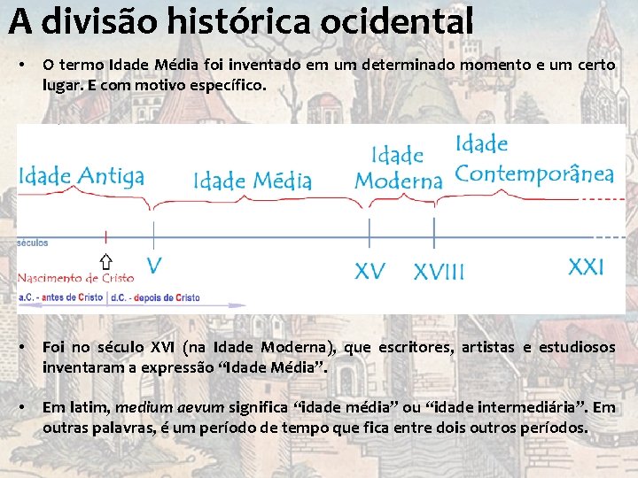 A divisão histórica ocidental • O termo Idade Média foi inventado em um determinado A divisão histórica ocidental • O termo Idade Média foi inventado em um determinado