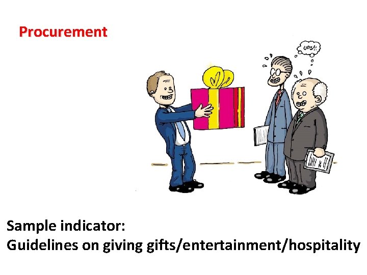 Procurement Sample indicator: Guidelines on giving gifts/entertainment/hospitality 