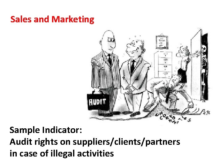 Sales and Marketing Sample Indicator: Audit rights on suppliers/clients/partners in case of illegal activities