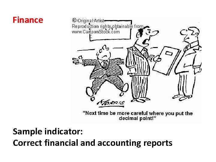 Finance Sample indicator: Correct financial and accounting reports 
