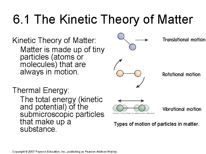 6. 1 The Kinetic Theory of Matter: Matter is made up of tiny particles