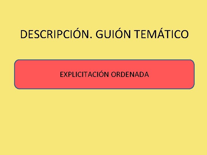 DESCRIPCIÓN. GUIÓN TEMÁTICO EXPLICITACIÓN ORDENADA 