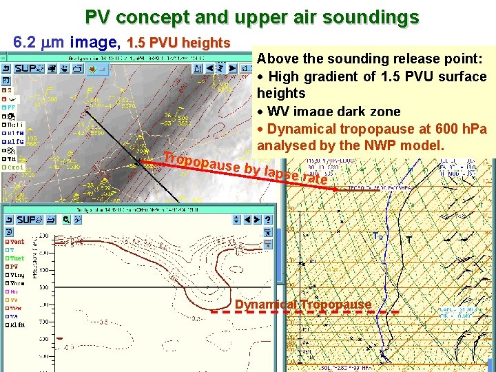 PV concept and upper air soundings 6. 2 m image, 1. 5 PVU heights
