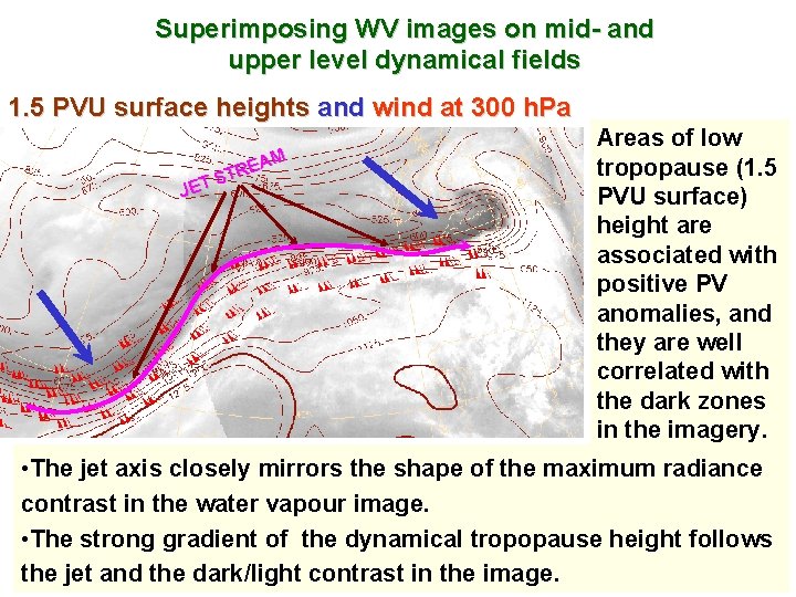 Superimposing WV images on mid- and upper level dynamical fields 1. 5 PVU surface