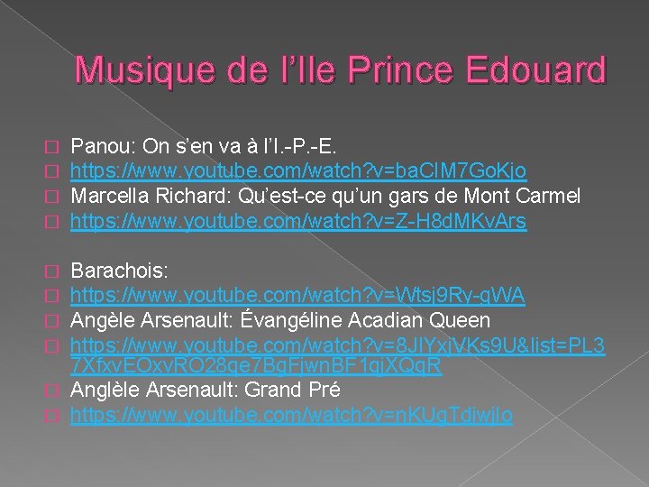 Musique de l’Ile Prince Edouard � � Panou: On s’en va à l’I. -P.