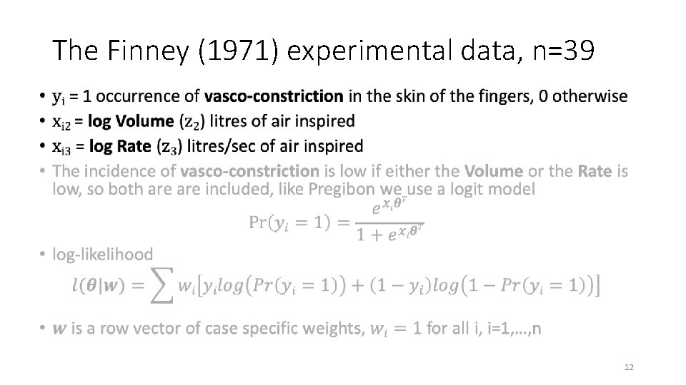 The Finney (1971) experimental data, n=39 • 12 