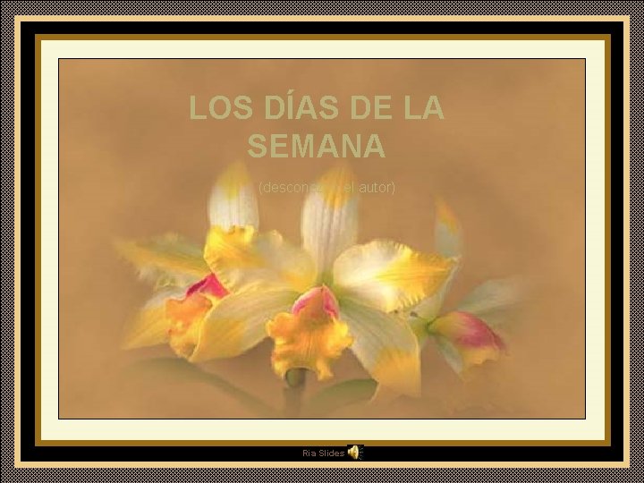 LOS DÍAS DE LA SEMANA (desconozco el autor) Ria Slides 