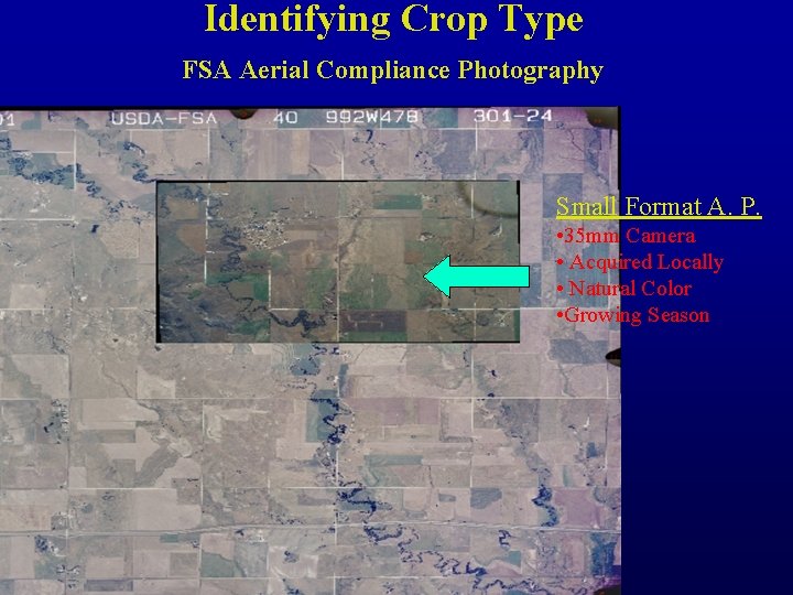 Identifying Crop Type FSA Aerial Compliance Photography Small Format A. P. • 35 mm