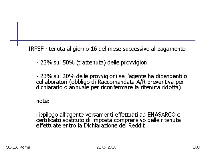 IRPEF ritenuta al giorno 16 del mese successivo al pagamento - 23% sul 50%