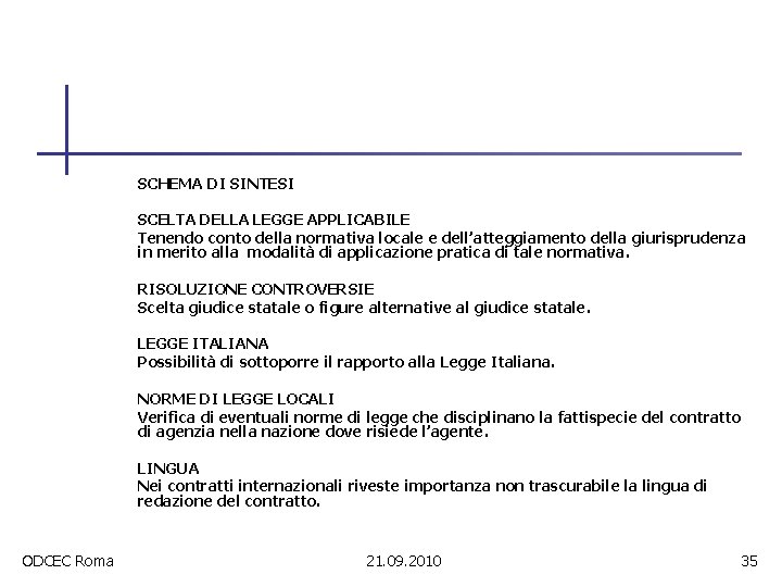 SCHEMA DI SINTESI SCELTA DELLA LEGGE APPLICABILE Tenendo conto della normativa locale e dell’atteggiamento