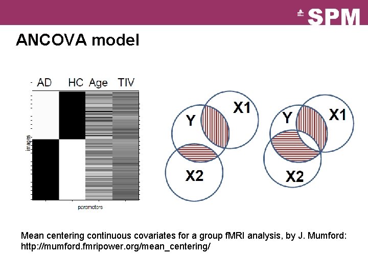 ANCOVA model Mean centering continuous covariates for a group f. MRI analysis, by J.
